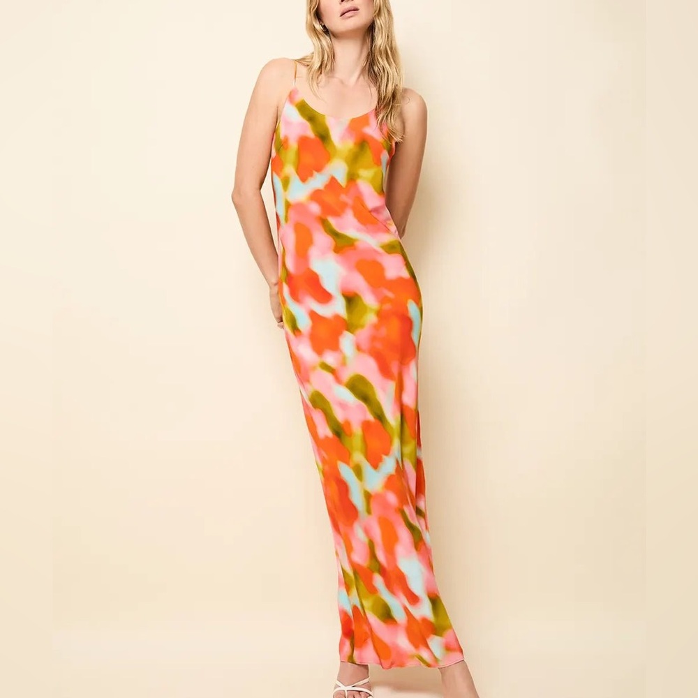 Solid and Striped Selena Dress Blur Print Vibrant Maxi Dress Small